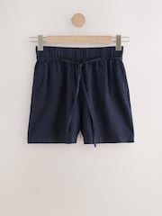 Navy Tie Waist Linen Blend Boy Shorts - Image 5 of 7