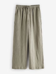 Vert kaki - Pantalon large texturé à jambe large coordonné avec lin - Image 6 of 8
