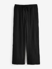 Noir - Pantalon large texturé à jambe large coordonné avec lin - Image 6 of 8