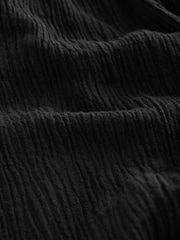 Noir - Pantalon large texturé à jambe large coordonné avec lin - Image 8 of 8
