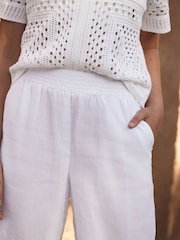 White N. Premium 100% Linen Wide Leg Pull-on Trousers - Image 5 of 8