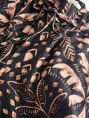 Black Palm Tie Waist Wide Leg Linen Blend Trousers - Image 7 of 9