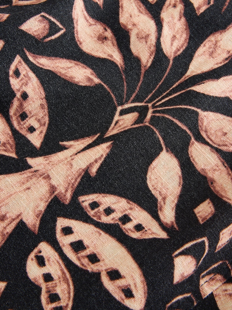 Black Palm Tie Waist Wide Leg Linen Blend Trousers - Image 9 of 9