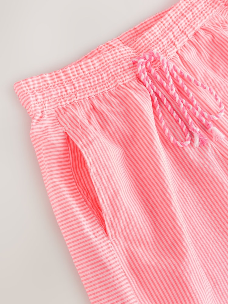 Pink/White Wide Leg Pull On Striped Trousers - Image 2 of 3