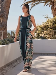 Vert bleu sarcelle - Pantalons amples avec Lin - Image 1 of 7
