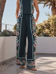 Vert bleu sarcelle - Pantalons amples avec Lin - Image 2 of 7