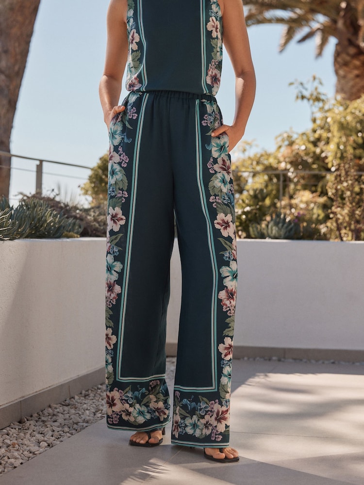 Vert bleu sarcelle - Pantalons amples avec Lin - Image 2 of 7
