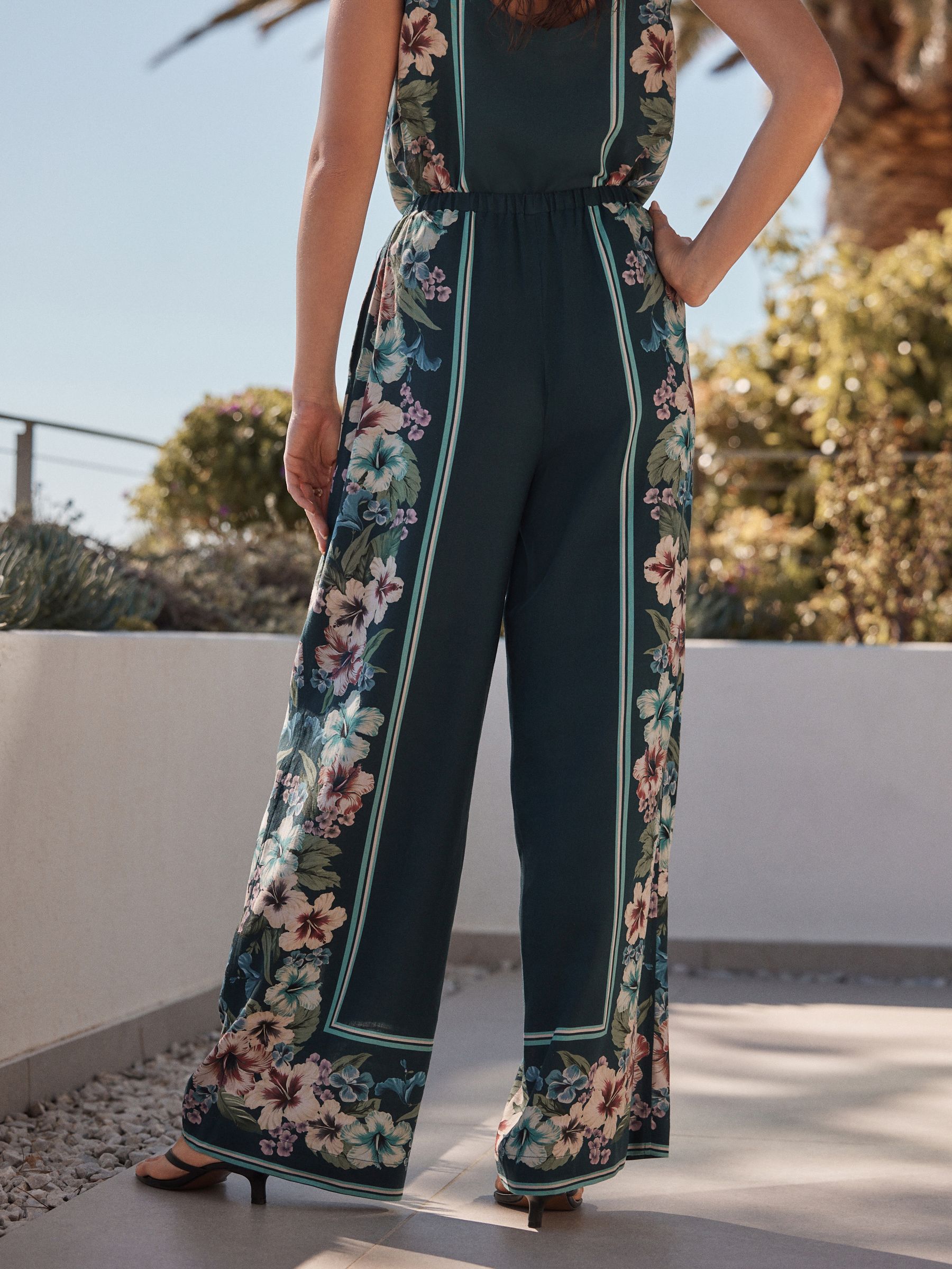 Loose Summer Trousers - Teal Garden main image 0