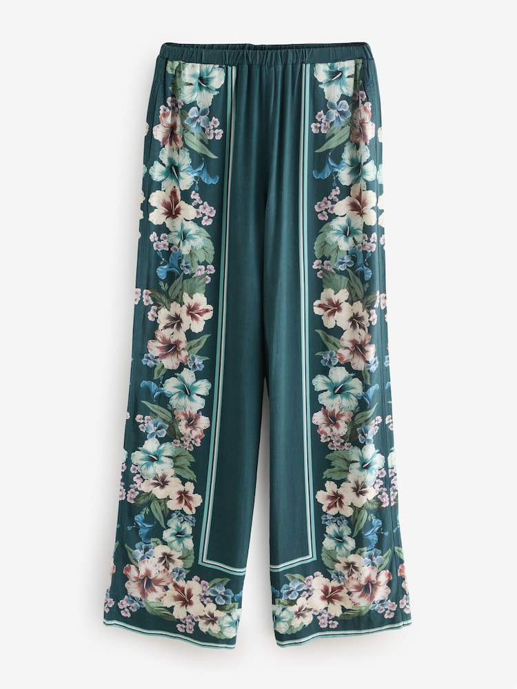 Vert bleu sarcelle - Pantalons amples avec Lin - Image 5 of 7