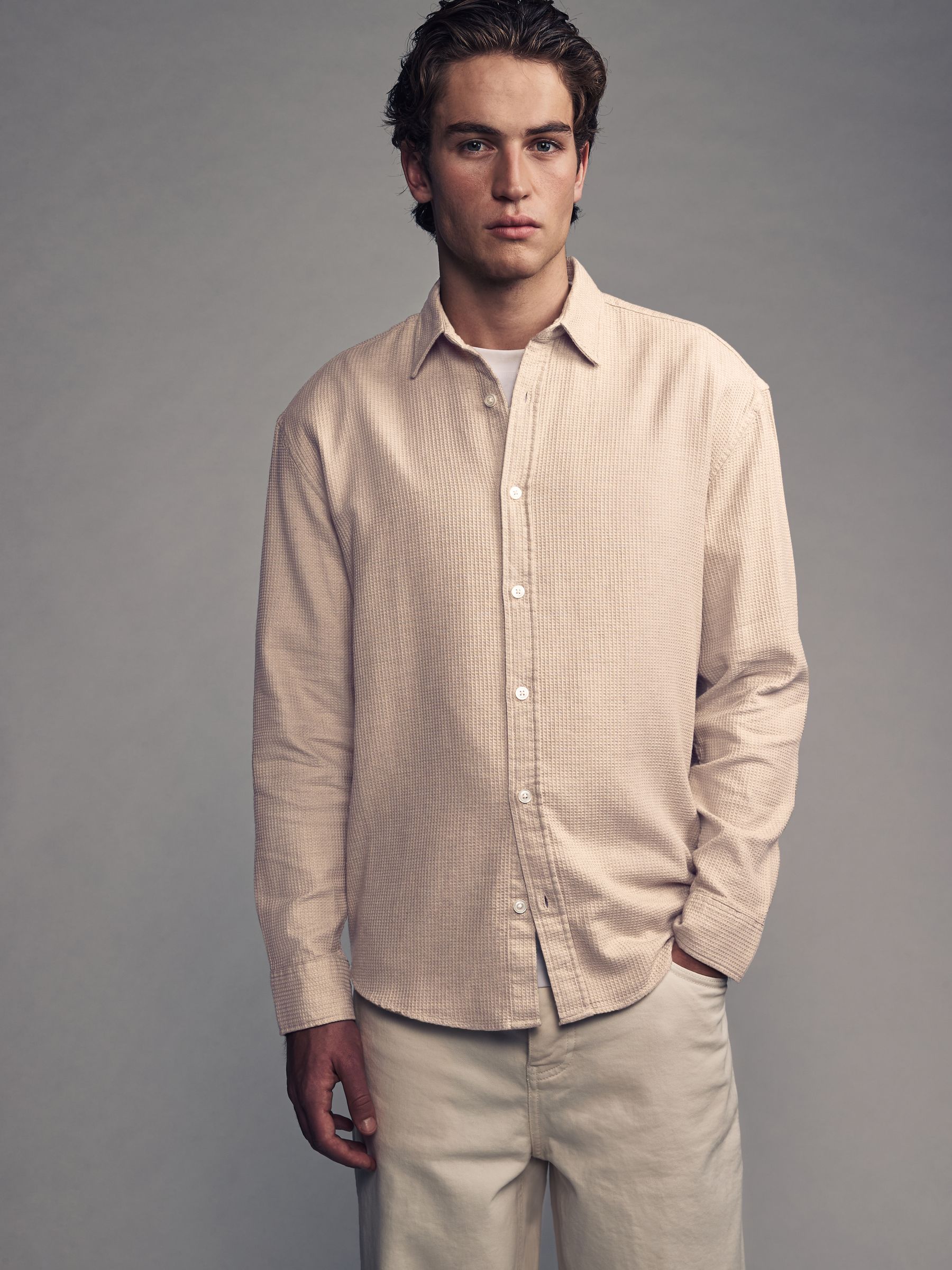gris 2022aw 新品　trench over shirt  XL Overshirt in Carded Wool Flannel GREY Man