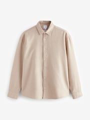 Neutral Textured Waffle Long Sleeve 100% Cotton Overshirt - Image 5 of 7