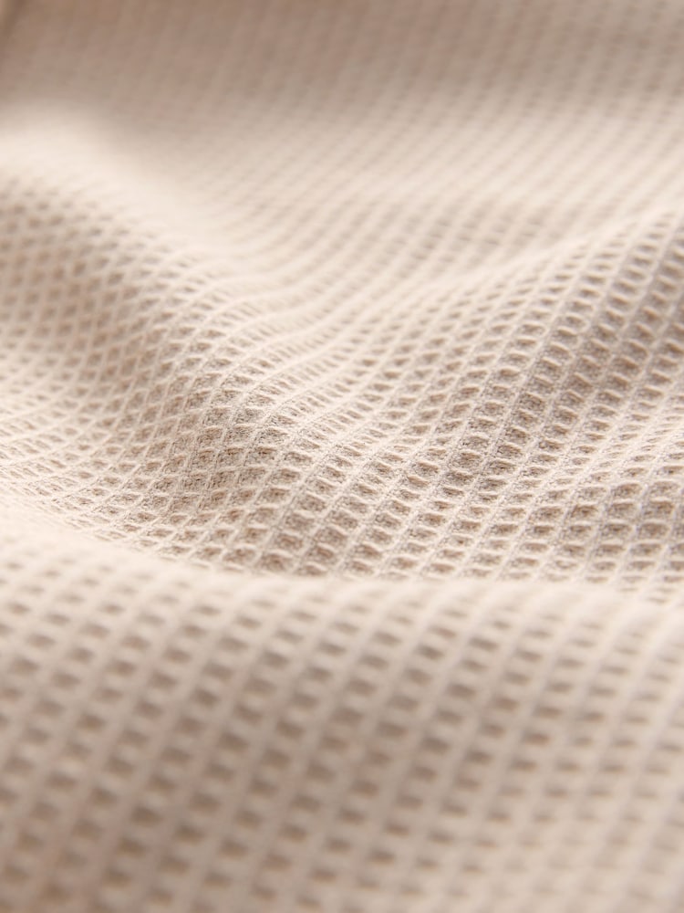 Neutral Textured Waffle Long Sleeve 100% Cotton Overshirt - Image 7 of 7