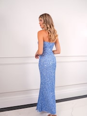 Sistaglam Blue Bandeau Embellished Maxi Dress - Image 4 of 5