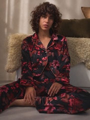 أسود/وردي زهور - Supersoft Button Through Pyjamas - صورة 1 من 12