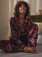 أسود/وردي زهور - Supersoft Button Through Pyjamas - صورة 4 من 12