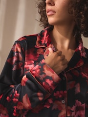 أسود/وردي زهور - Supersoft Button Through Pyjamas - صورة 6 من 12