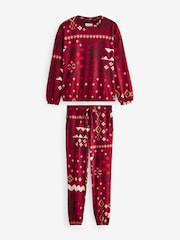Burgundy Red Fairisle Pattern Christmas Cosy Long Sleeve Pyjamas - Image 7 of 11