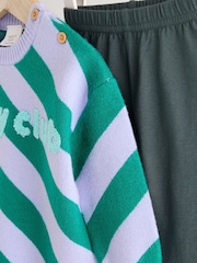 Green Stripe Baby Knitted Top and Leggings Set (0mths-2yrs) - Image 14 of 14