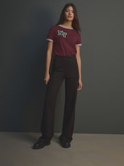 Black Pinstripe Smoothing Ponte Jersey Wide Leg Trousers - Image 3 of 8