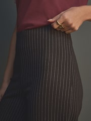 Black Pinstripe Smoothing Ponte Jersey Wide Leg Trousers - Image 4 of 8
