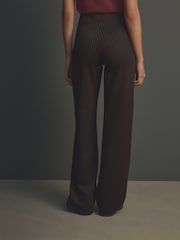 Black Pinstripe Smoothing Ponte Jersey Wide Leg Trousers - Image 5 of 8
