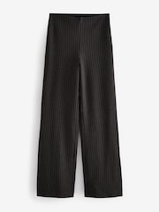 Black Pinstripe Smoothing Ponte Jersey Wide Leg Trousers - Image 6 of 8