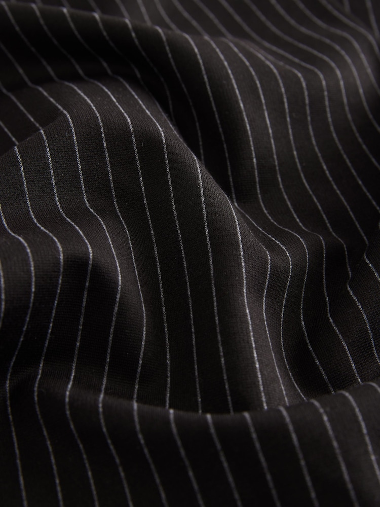 Black Pinstripe Smoothing Ponte Jersey Wide Leg Trousers - Image 8 of 8