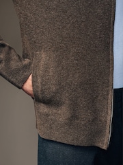 Brown Regular Fit Knit Zip Up Hoodie with Wool - Image 5 of 8