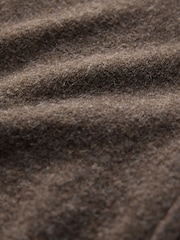 Brown Regular Fit Knit Zip Up Hoodie with Wool - Image 8 of 8