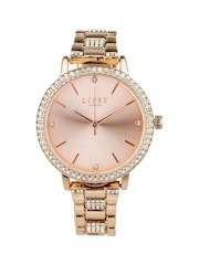 Lipsy Rose Gold Diamante Embellished Watch - Image 1 of 2