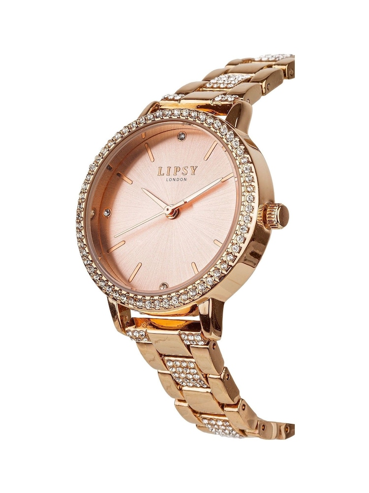 Lipsy Rose Gold Diamante Embellished Watch - Image 2 of 2
