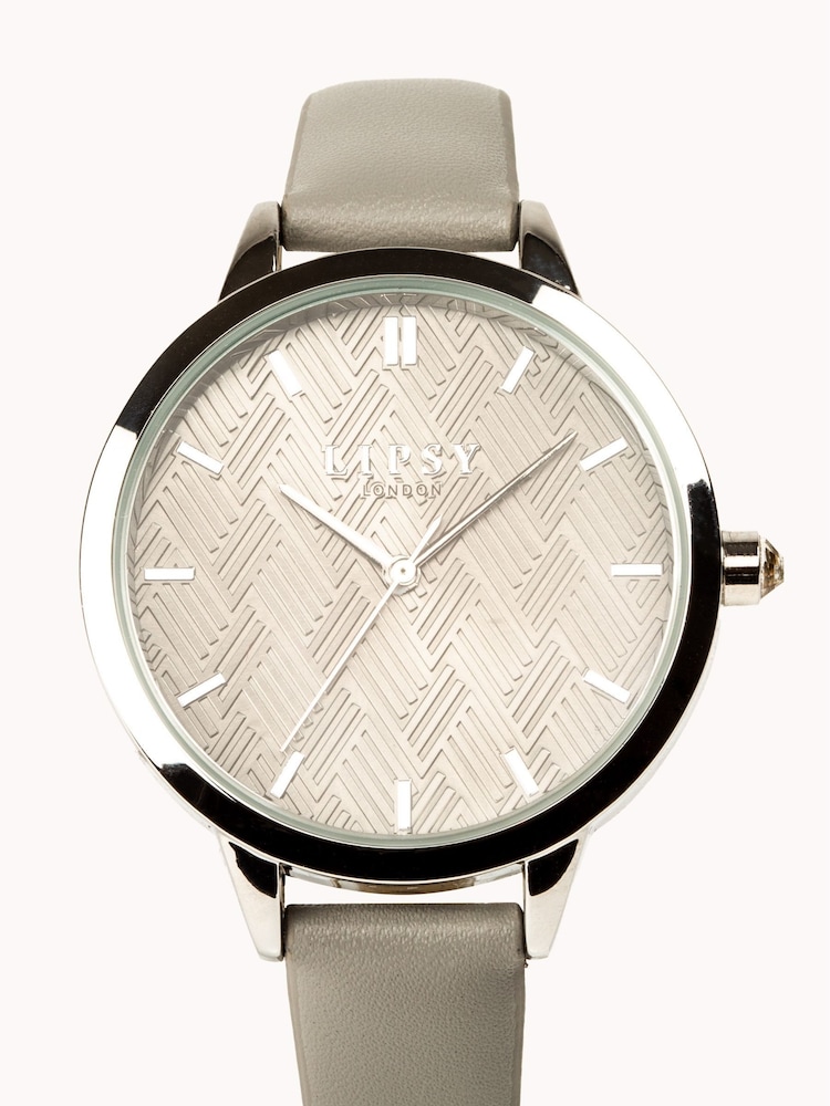 Lipsy Grey Geometric Face Watch - Image 1 of 2 Lipsy Grey Geometric Face Watch - Image 1 of 2