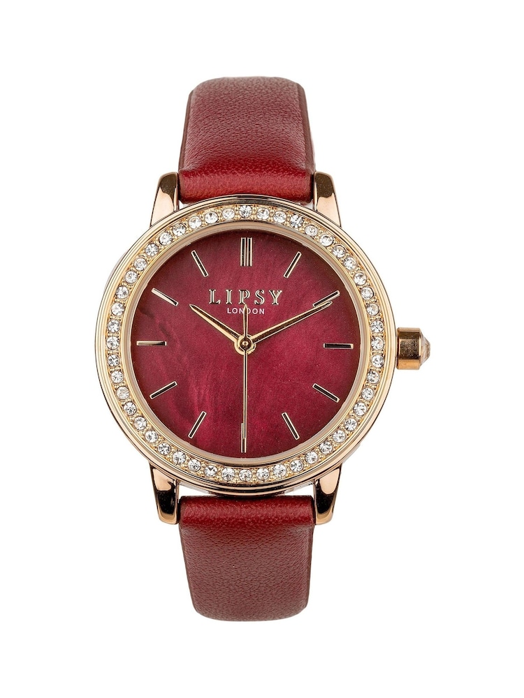 Lipsy Red Dimante Embellished Watch - Image 1 of 2