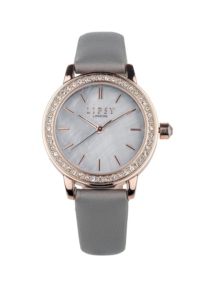 Lipsy Grey Dimante Embellished Watch - Image 1 of 2