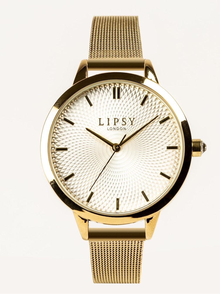 Lipsy Gold Mesh Strap Watch - Image 1 of 2 Lipsy Gold Mesh Strap Watch - Image 1 of 2