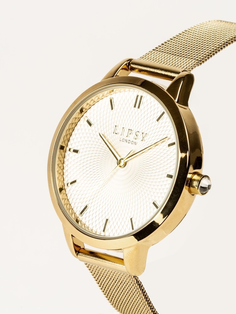 Lipsy Gold Mesh Strap Watch - Image 2 of 2