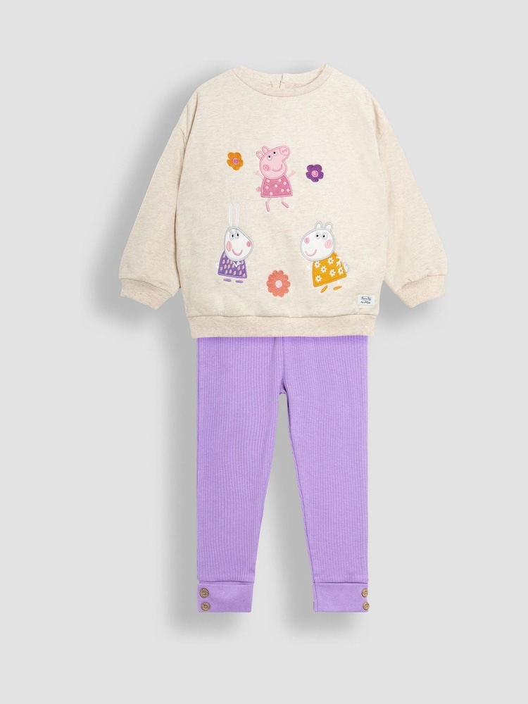 JoJo Maman Bébé Lilac Peppa Pig Sweatshirt & Leggings Set - Image 2 of 7