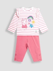 JoJo Maman Bébé Pink Peppa Pig Appliqué Top & Leggings Set - Image 2 of 7
