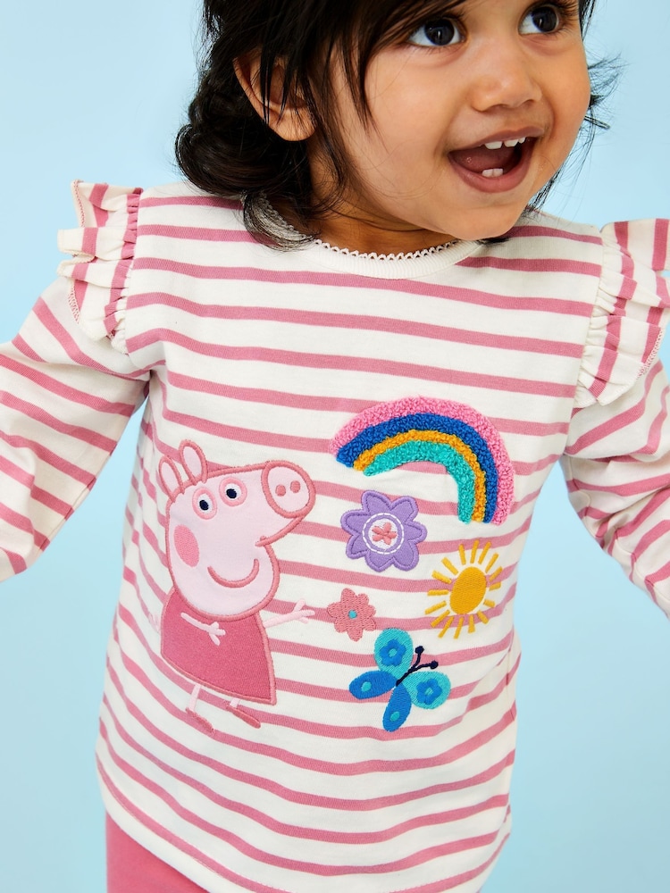 JoJo Maman Bébé Pink Peppa Pig Appliqué Top & Leggings Set - Image 7 of 7