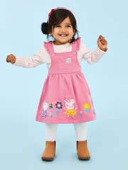 JoJo Maman Bébé Pink Peppa Pig Pinafore Dress & Top Set - Image 1 of 7