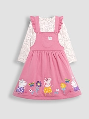 JoJo Maman Bébé Pink Peppa Pig Pinafore Dress & Top Set - Image 2 of 7