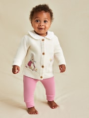 JoJo Maman Bébé Cream Peter Rabbit Appliqué Cardigan - Image 1 of 6
