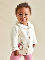 JoJo Maman Bébé Cream Peter Rabbit Appliqué Cardigan - Image 2 of 6