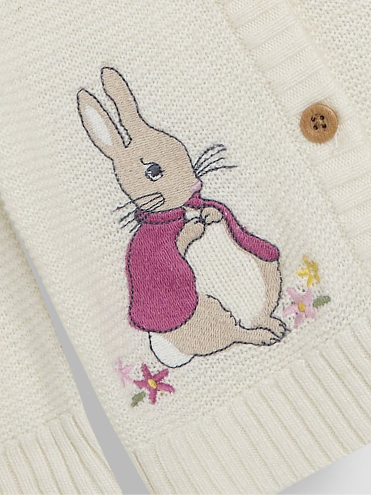 JoJo Maman Bébé Cream Peter Rabbit Appliqué Cardigan - Image 6 of 6