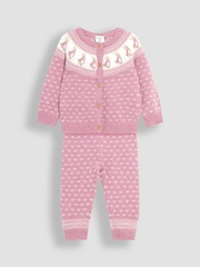 JoJo Maman Bébé Pink Peter Rabbit Fairisle Pattern Baby Knit Set - Image 2 of 7