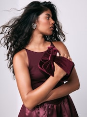 Burgundy Red Bow Clutch Bag - Image 2 of 10