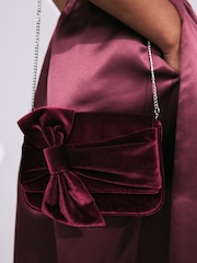 Burgundy Red Bow Clutch Bag - Image 4 of 10