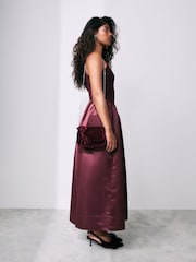 Burgundy Red Bow Clutch Bag - Image 8 of 10