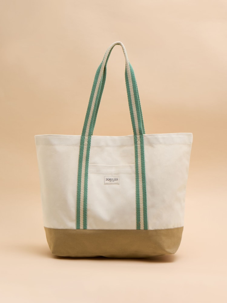 Joules Promenade Neutral Canvas Beach Bag - Image 1 of 7