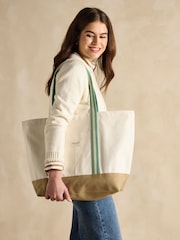 Joules Promenade Neutral Canvas Beach Bag - Image 2 of 7